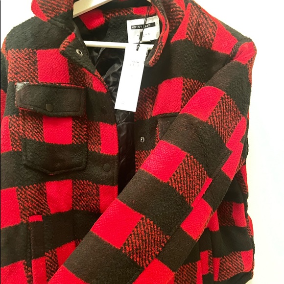 NWT | Womens Noisy May Flannel Jacket | Black & Red - Picture 6 of 16